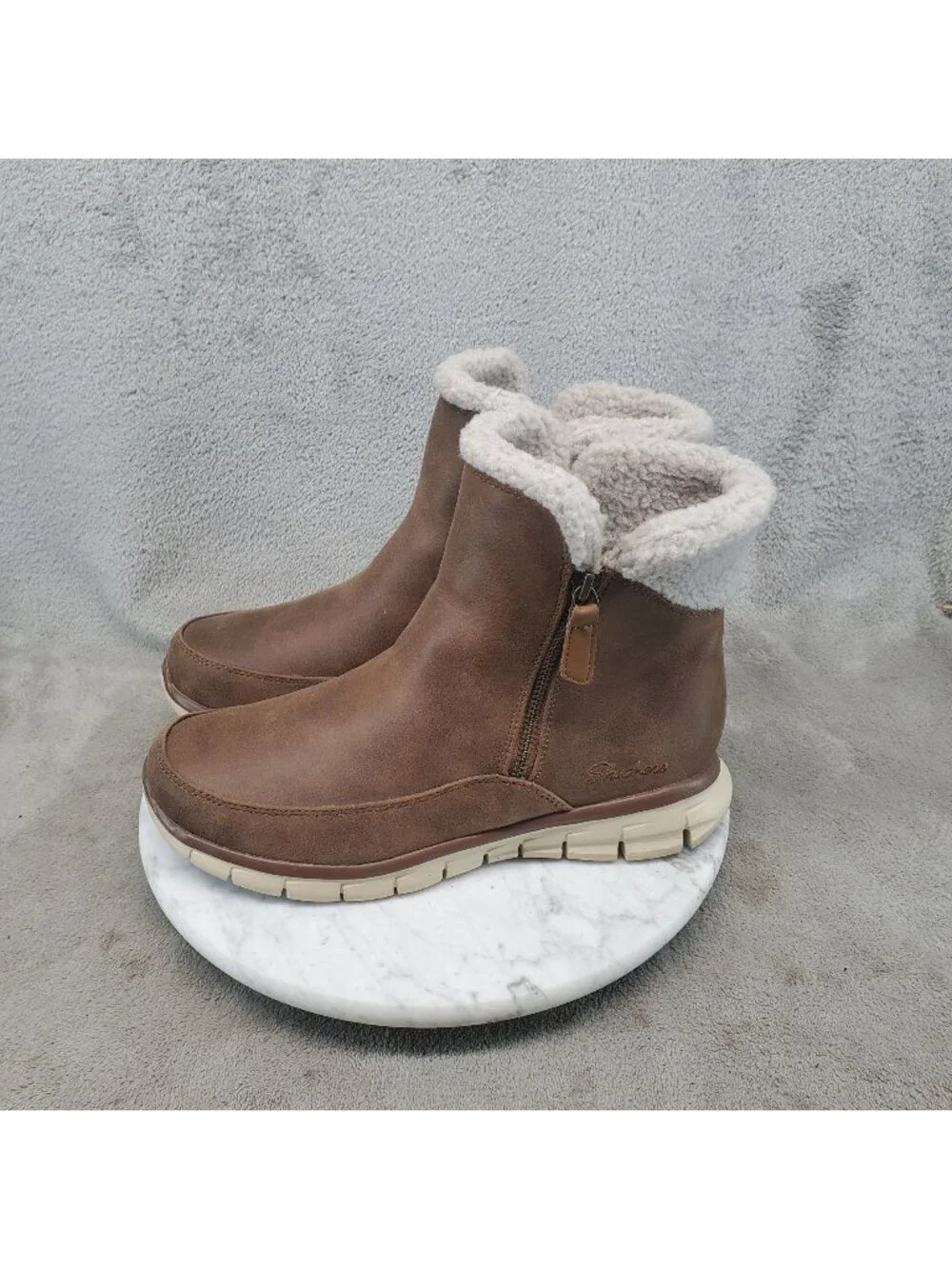 Skechers Shoes Womens Size 9 Brown Faux Fur Winter Boots *Read*